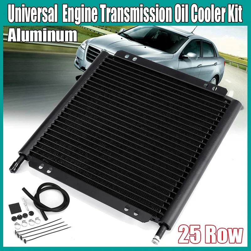 25 Row Universal Oil Cooler Aluminum Transmission Oil Cooler Automatic Stacked Plate Oil Cooler Radiator Car Accessories