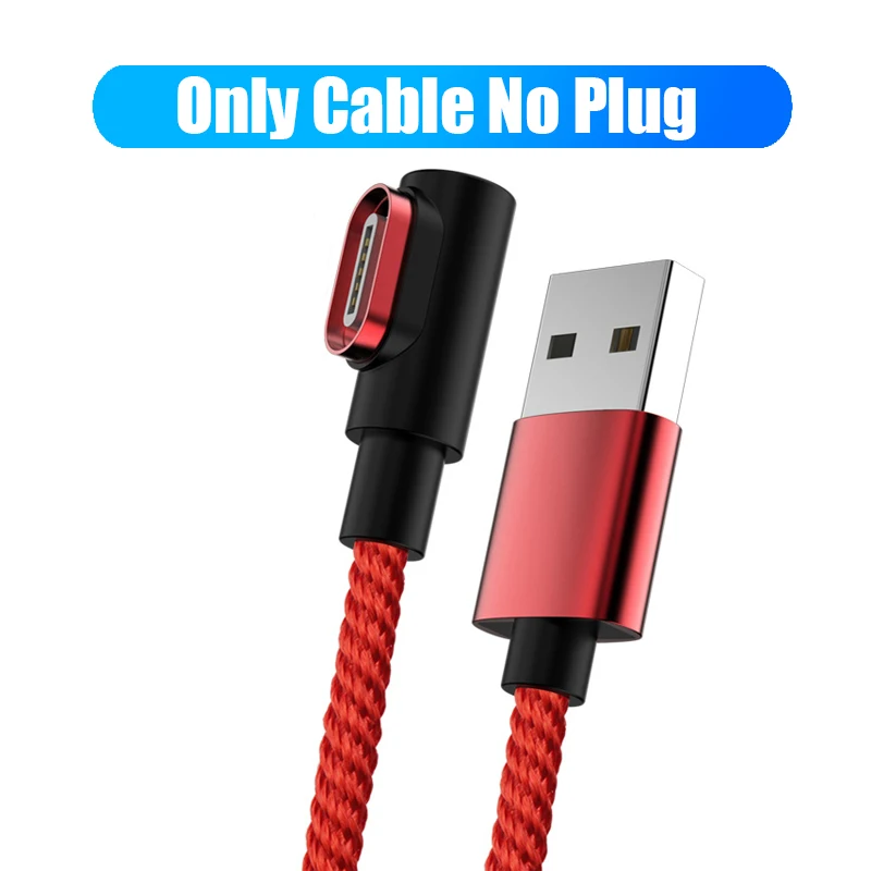 Магнитный кабель 90 градусов usb c Micro usb type C кабель для быстрой зарядки L-Line Micro usb type-C магнитное зарядное устройство для iphone X xiaomi - Цвет: Only Red Cable