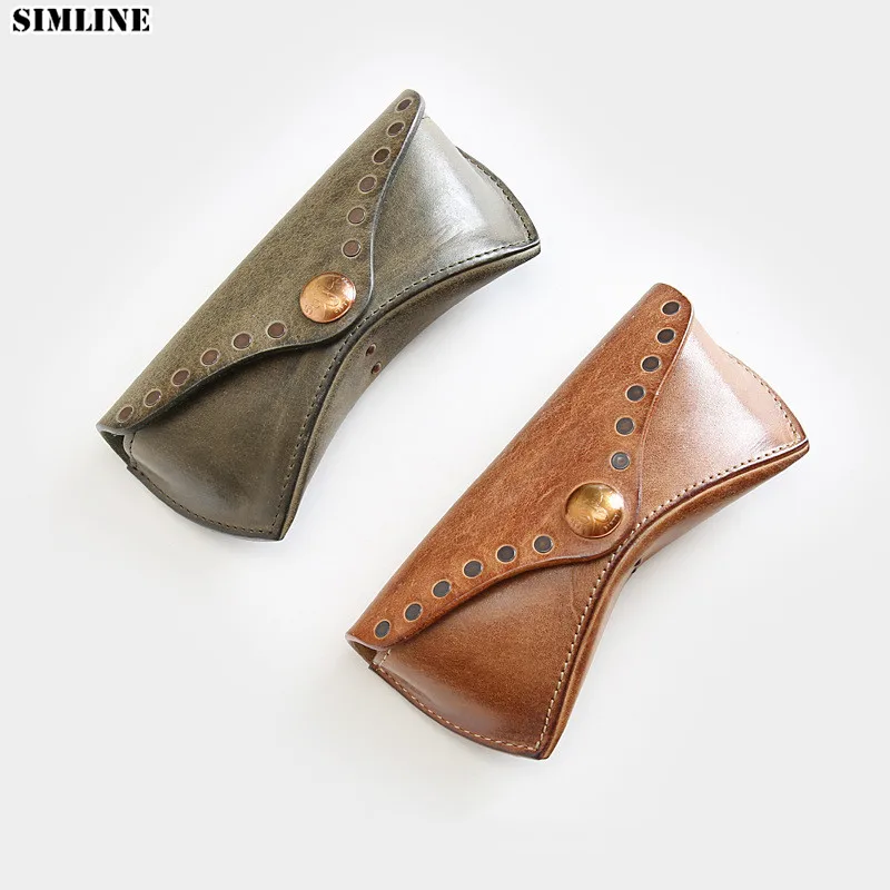 

Genuine Leather Glasses Case Box Men Handmade Vintage Hard Spectacles Sunglasses Bag Eyeglasses Eyewear Holder Cover Accessories