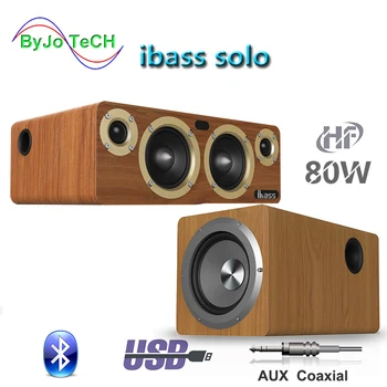 

IBASS solo fever bluetooth speaker computer TV Coaxial Audio Subwoofer Wooden Non Destructive Loudspeaker 80W Outdoor household