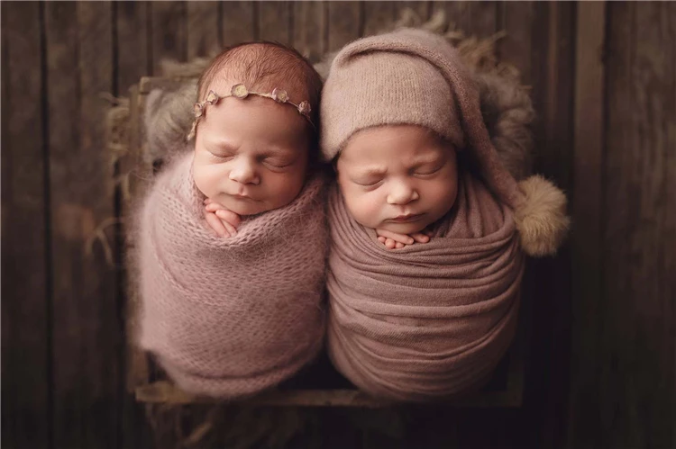 2pcs Wrap Hat Sets Newbornn Photography Props Boys Girls Photography Swaddle Blanket Infant Baby Picture Shoot Props Accessories