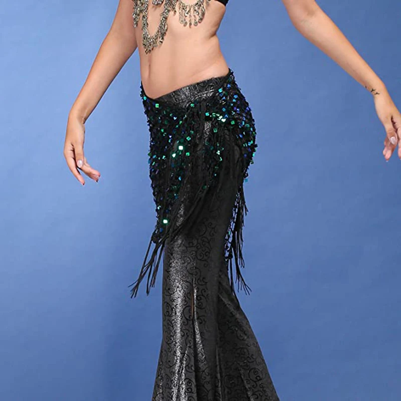 Green/Gold/Silver Belly Dance Accessories Shining Crochet Belt - Main Image