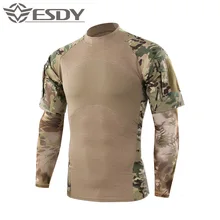 ESDY, Спортивная футболка, мужская, тактическая, летняя, уличная, военная, дышащая, короткий рукав, для тренажерного зала, для стрельбы, для страйкбола, быстросохнущая футболка