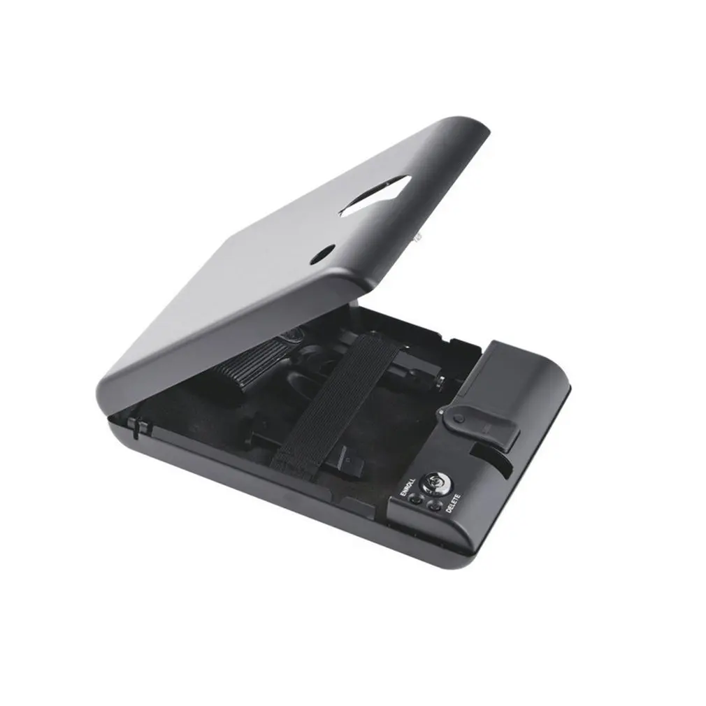 Fingerprint Safe Box Solid Steel Security Key Gunsafe Valuables Jewelry Storage Box Protable Biometric Fingerprint Safes Gunbox