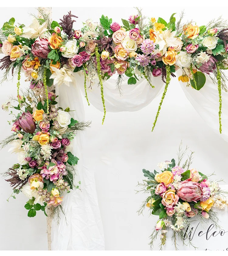 JAROWN Wedding Floral Wedding Arch Arrangement Artificial Flower Row Small Corner Flower Stage Background Home Party Welcome Area Decor (5)