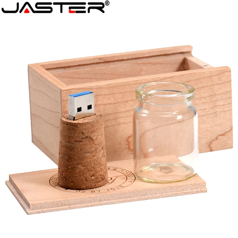 Флэш накопитель JASTER USB со стеклянным дрифтом и пробковым логотипом на заказ 4 ГБ 8