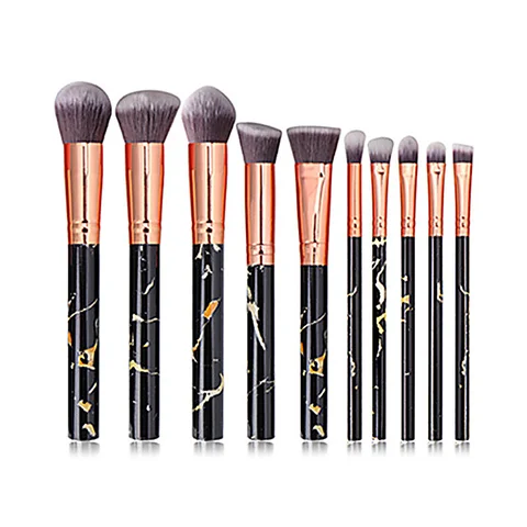 Makeup 10Pcs Set Eye Marble Shadow Powder Foundation Eyebrow Portable Beginners Set of Makeup Brushes Beauty Tools
