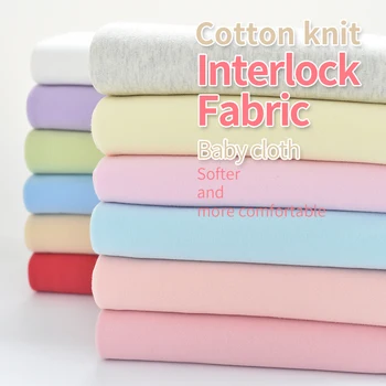 

Knitted 40s cotton fabric Interlock fabric for baby clothes autumn clothes autumn pants DIY textile 50*185cm/piece