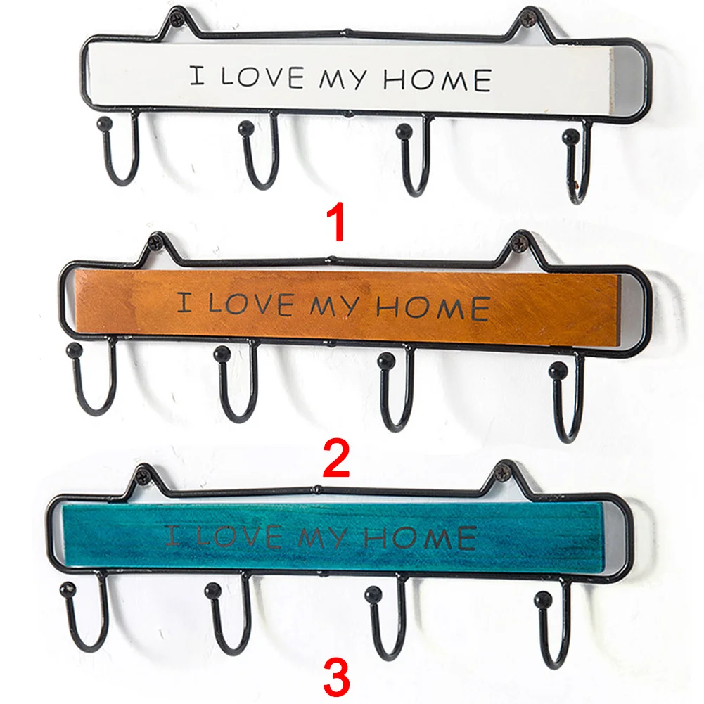 Decoration Key Hanger Bedroom Hat Wooden Wall Mount Retro Hook Storage Rack Holder Kitchen Household