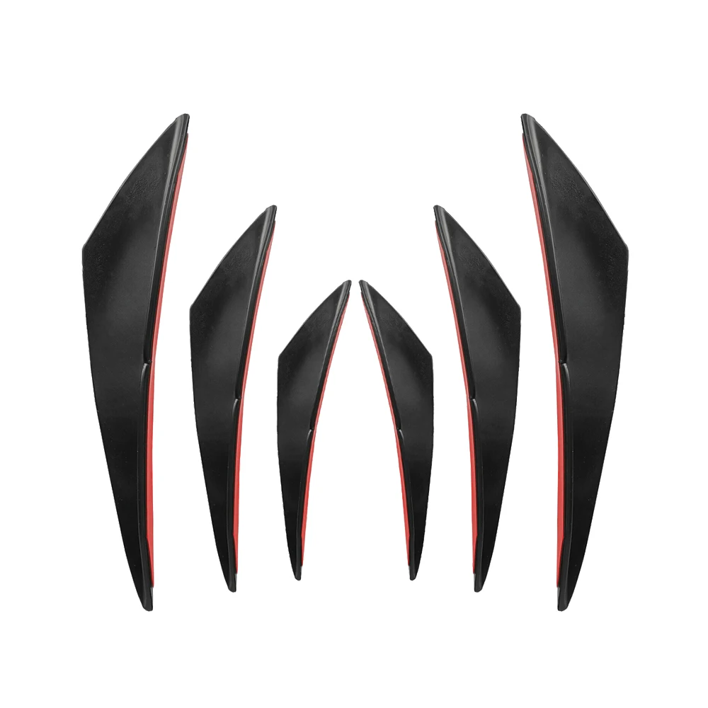6pcs Universal Gloss Black PVC Auto Car Front Bumper Body Fins Spoiler Canards Refit Weatherproof Fit For All Cars