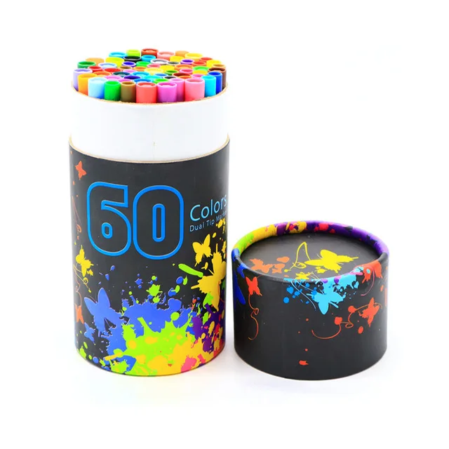 60 цветов, художественные маркеры, Двойные наконечники, цветные ручки, водный маркер для каллиграфии, рисования, набросков, цветная книга - Цвет: 60 Butterflies Black