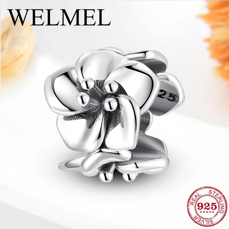 

New 925 Sterling Silver Flowers Beads Fit Original Pandora Charm Bracelets Bangles DIY Authentic Women Jewelry Making Wholesale