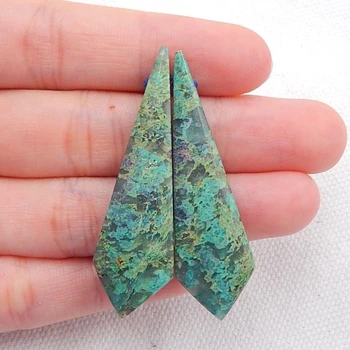 

Hot Sale Chrysocolla Oval Earrings Bead, stone for earrings making, 346x14x5mm，8g
