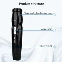 3 in 1 Rechargeable Nose Hair Trimmer Electric Facial Shaver Sideburn Kit for Men