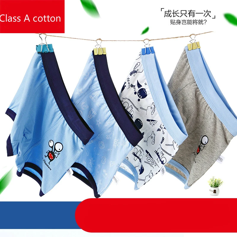 

4 Piece Kids Boys Underwear Cartoon Children's Shorts Panties for Baby Boy Boxers Stripes Teenager Underpants 4-14T