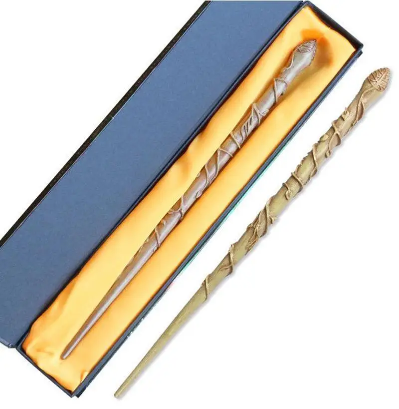Colsplay potter Wand Волшебный металл/Железный сердечник старая волшебная палочка элегантная лента упаковка подарочной коробки - Цвет: Серебристый