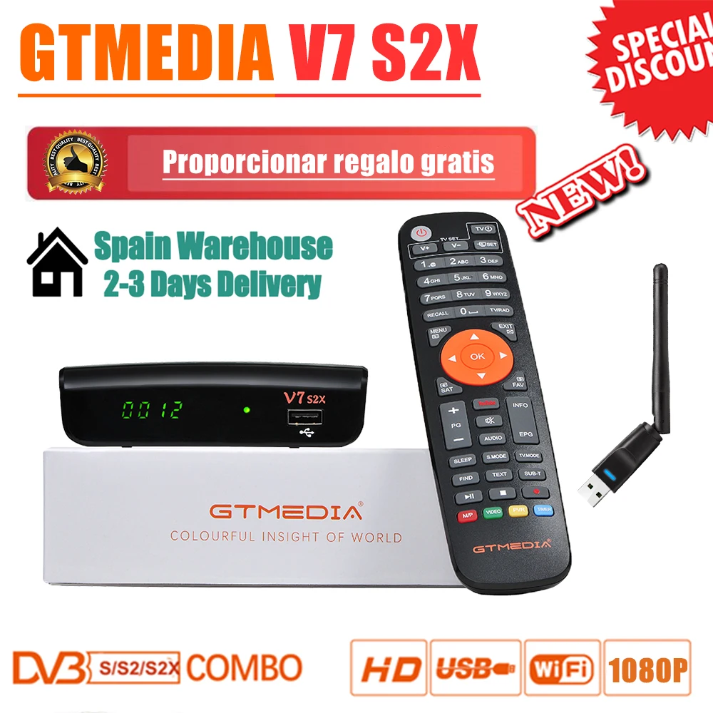 Gtmedia-decodificador satelital V7 S2X H.265 1080P, actualización por Gtmedia V7S HD DVB S2 Wifi USB, sin aplicación, gran oferta