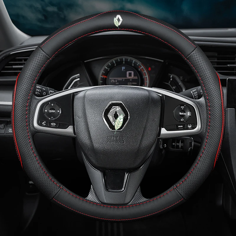 Тонкие автомобильные чехлы на руль из натуральной кожи без запаха для Renault Scenic