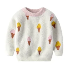 Детский зимний свитер; теплый вязаный свитер для девочек; Повседневные свитера для маленьких девочек; красивый пуловер с длинными рукавами; свитер