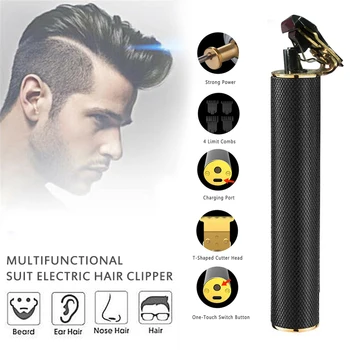 

Heavy Cordless Corner Hairdress Trimmer Men USB Charging Black Waterproof Electric Hair Cutting Clipper Set Hair Styling Tools