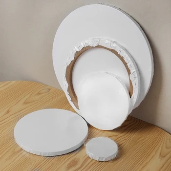 

New Round White Black Blank Screen Wooden Plate Frame Canvas Board Plate For Acrylic Oil Painting Watercolor Painting DIY Crafts