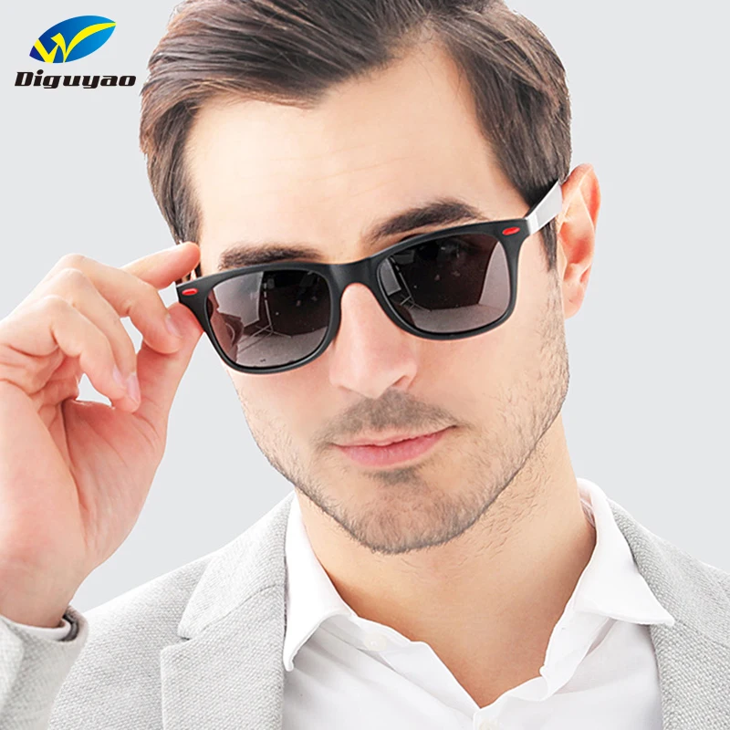 Мужские солнцезащитные очки дизайнерские поляризационные в квадратной оправе