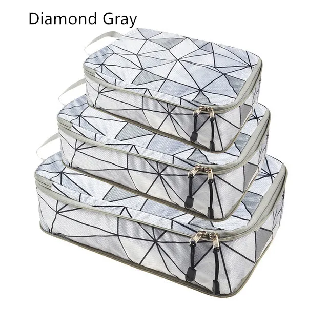 Diamond Gray Набор из 3 предметов, дорожный компрессионный упаковочный кубик, расширяемый упаковочный органайзер, сумки для хранения, сжатый мешок - Цвет: Diamond Gray