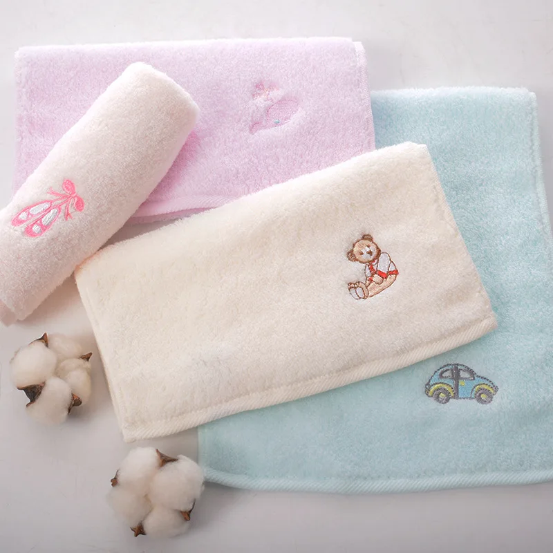 

Yika Children Cotton Candy Embroidery Pure Cotton CHILD'S Towel Baby Nursery Soft Face Towel Absorbent CHILD'S Towel