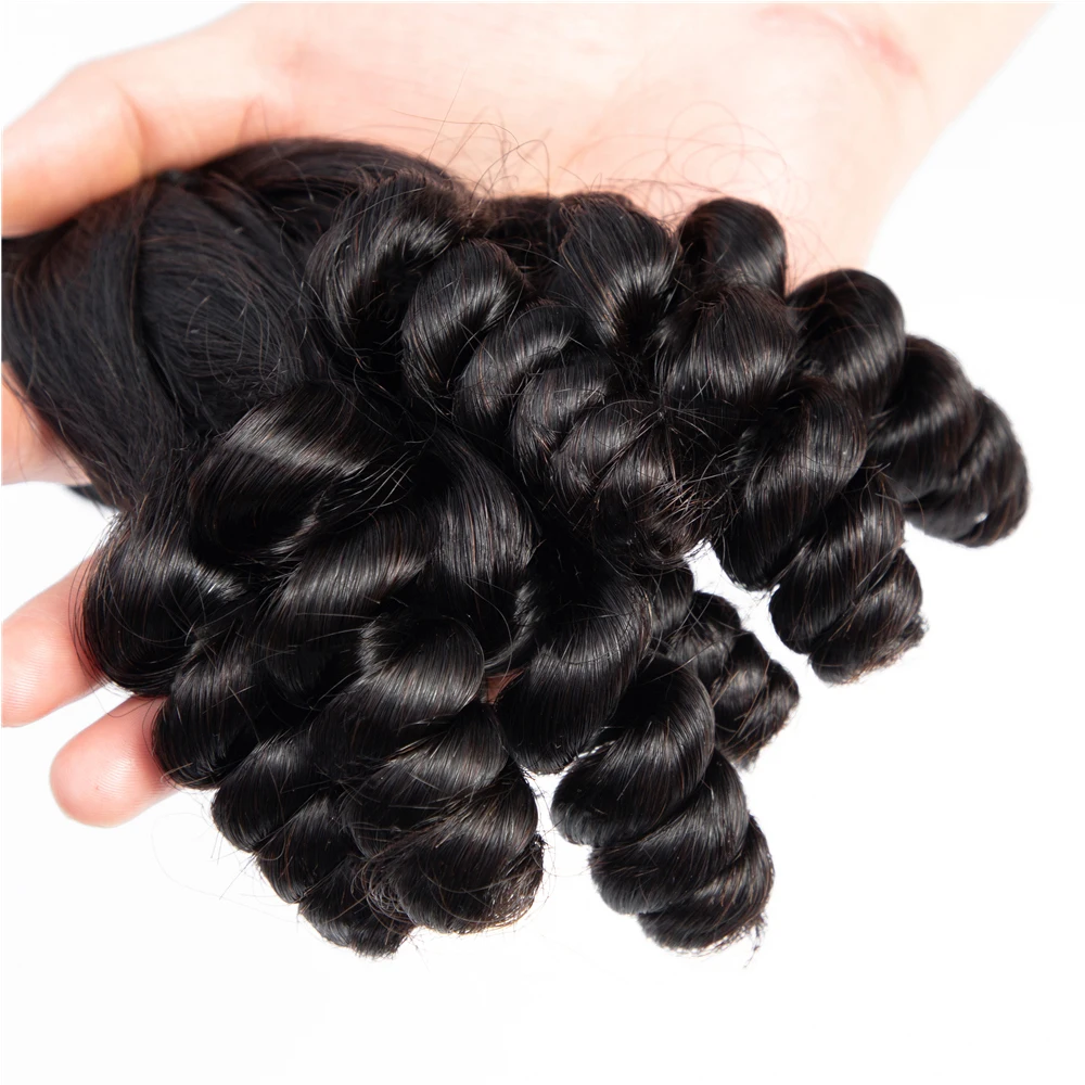 Double Drawn fumi curly brazilian virgin hair Weave Bundles 3/4 Human hair Extension Natural Color High Ratio can be bleach 613