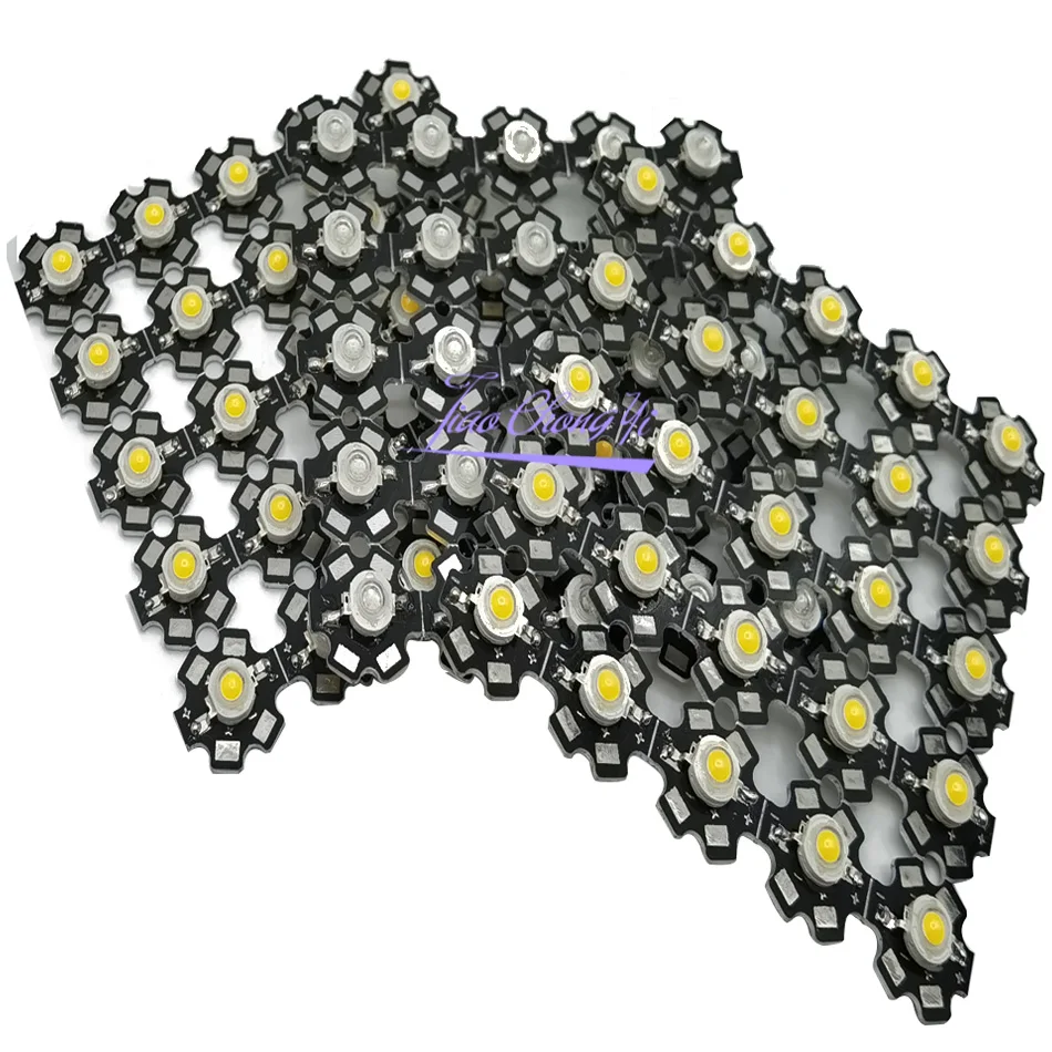Pack of 10 High Power LED Lights with 20mm Star PCB - Multi-Color and White Options