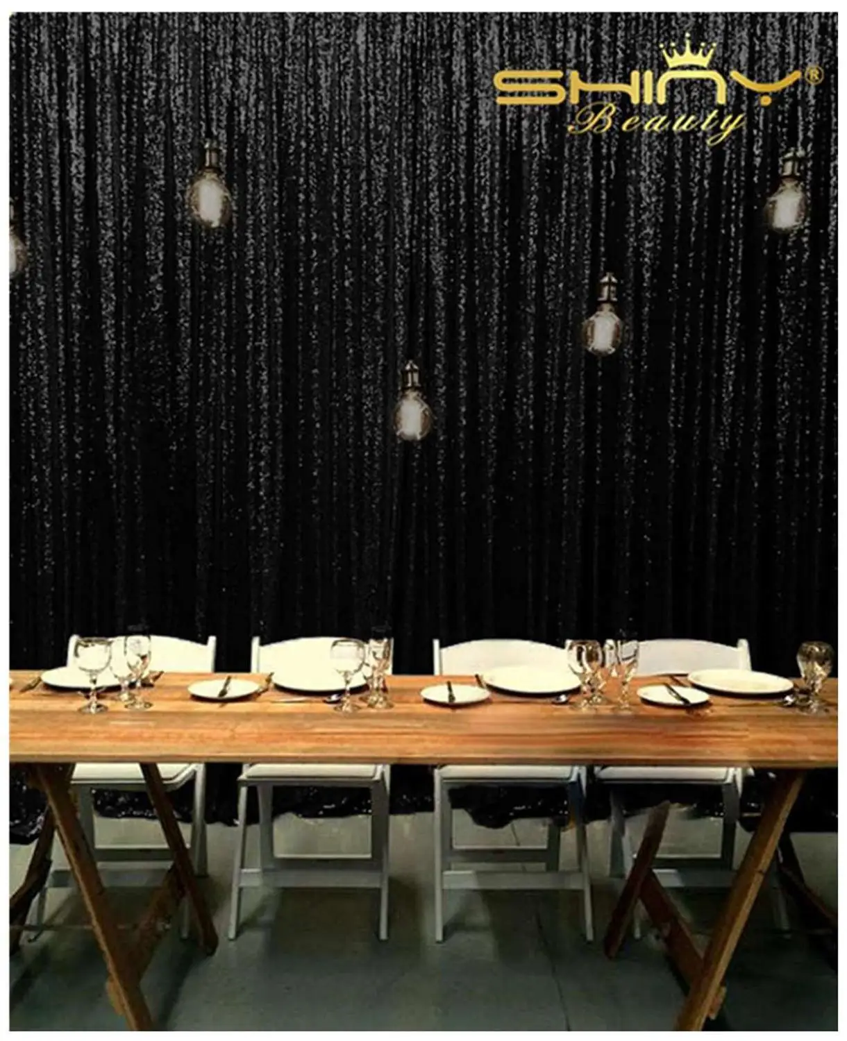 

Shinybauty 10FTX10FT Black Sequin Backdrop Birthday Party Wall Decor Glitter Curtains Wall Decoration For Hollween-M190816