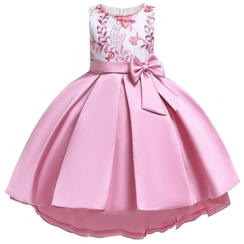 Высококачественное детское платье принцессы для девочек, одежда со шлейфом для выступлений Детские праздничные платья для дня рождения для девочек T5087 - Цвет: dark pink