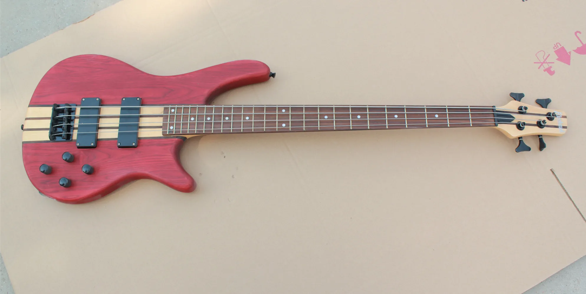 Электрическая гитара бас 4 струны матовый красный цвет HH звукосниматели палисандр гриф paypal доступны! Bs-29
