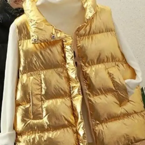Женская уличная жилетка модная молния яркий боковой короткий жилет весна осень женская теплая без рукавов Серебристая Куртка Верхняя одежда - Цвет: 2