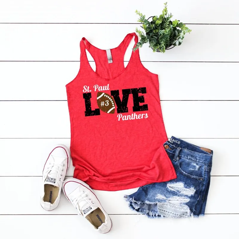 

Personalized Football Tanks Custom Football Tanks Cute Football Tank Tops for Women Football Team Shirts Game Day Sports Meet