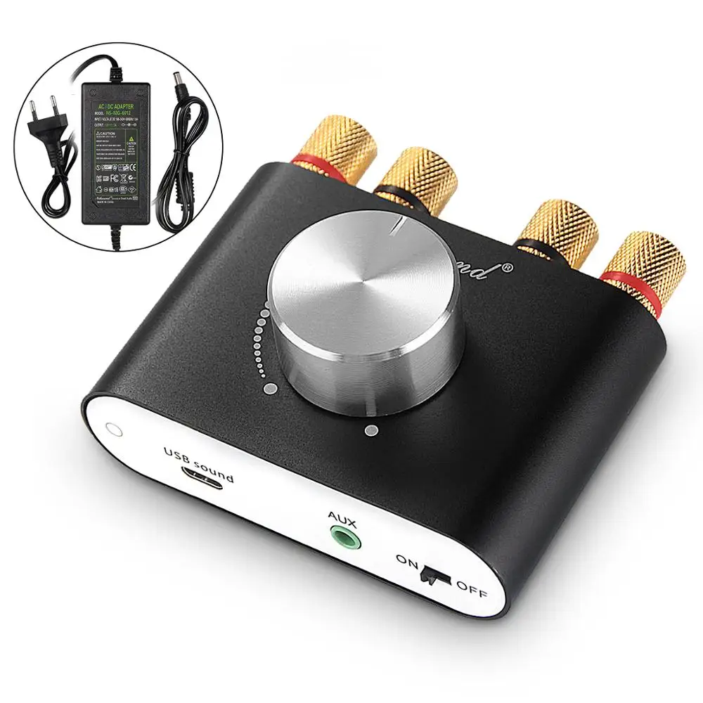 Nobsound Мини Bluetooth 5,0 цифровой усилитель Hifi стерео беспроводной аудио приемник усилитель мощности 50 Вт+ 50 Вт Автомобильные звуковые усилители - Цвет: With power supply