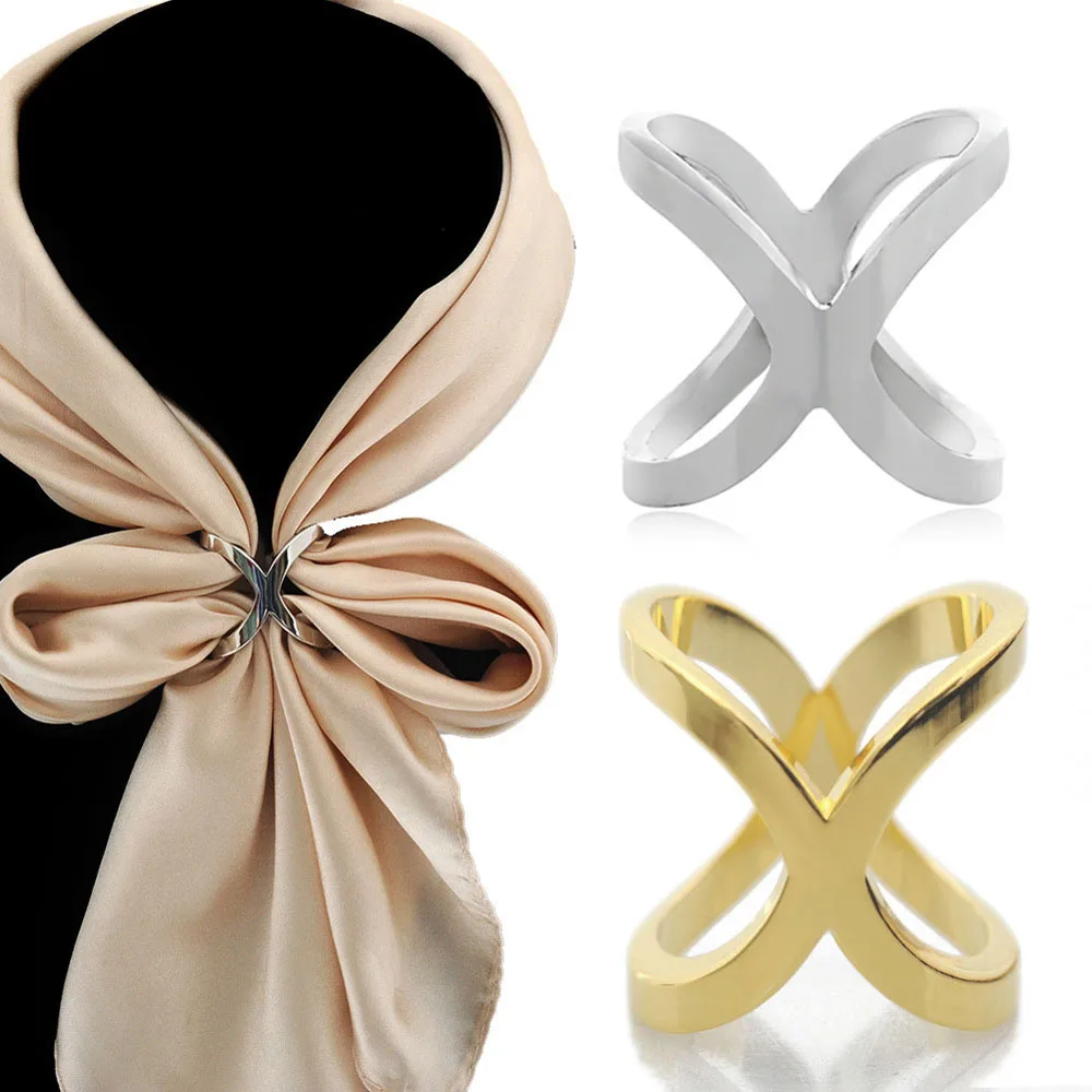 18K Gold/ Silver/ Rose Hot Trio Silk Scarf Ring Clip Slide Buckle Holders  Brooch Jewelry Women Accessories Boxed Gift - AliExpress