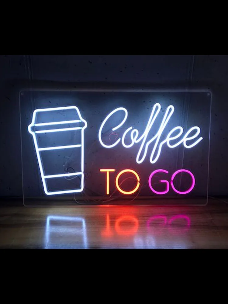 

Neon Sign Coffee to go WINDOW cup club Lamp Handcrafted real glass resterant light Hotel enseigne coffee Impact Attract light