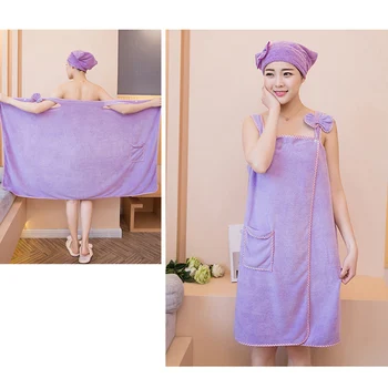 

Women Fast Drying Wearable Bath Towel Shower SPA Wrap Body Beach Bathroom Cotton Super Absorbent TUE88