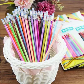 

12pcs/lot Colors Gel Pen Set Refill Flash Highlight Ballpoint Refill Shinning Painting Gel Pens Stationery lapices gel 04035