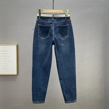 Spodnie Jeansowe Damskie Z Cyrkoniami - Slim 4