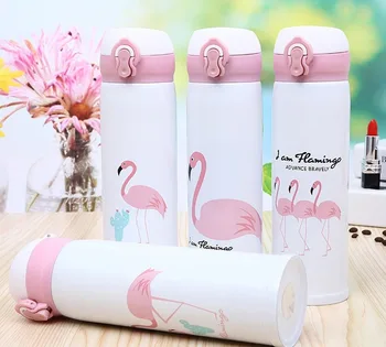 

Flamingo Travel Mugs Coffee Tea Vacuum Insulated Thermal Cup Drink Bottle Thermocup Car Thermos Portable Student Insulation