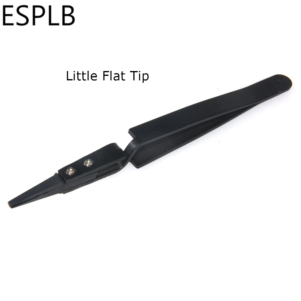 ESPLB Reverse Tweezers Black Plastic Tip Stainless Steel Handle Precision Tweezers Curved/Flat/Straight Tip Precision Tweezers