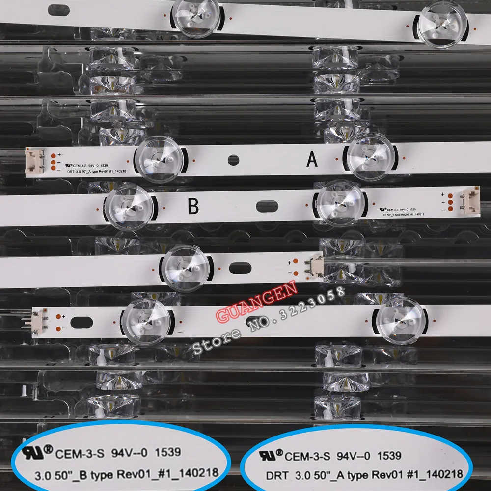 

30set=300pieces LED Backlight strip 9 leds For LG INNOTEK DRT 3.0 50"_A/B TYPE REV01 REV02 140218 140107 50 inch LCD Monitor