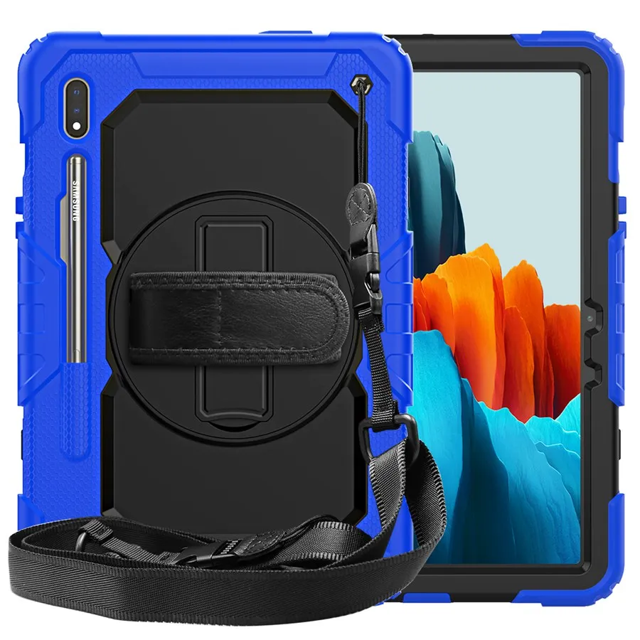 tablet pillow pad Hand Strap 360 Rotatable Kickstand Rugged Protective Case for Samsung Galaxy S7 Plus 2020 Release 12.4 Inch SM-T970/T975/T976 asus tablet charger Tablet Accessories