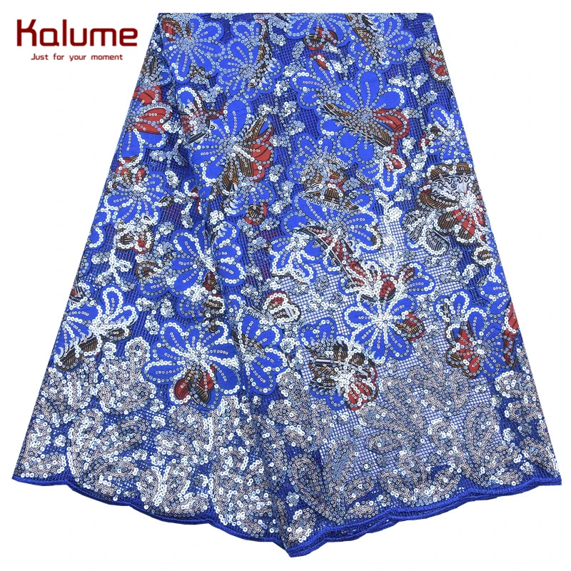 Kalume Wax African Sequins Lace Fabric High Quality French Sequin For Nigerian Wedding Party Tulle F2114 | Дом и сад