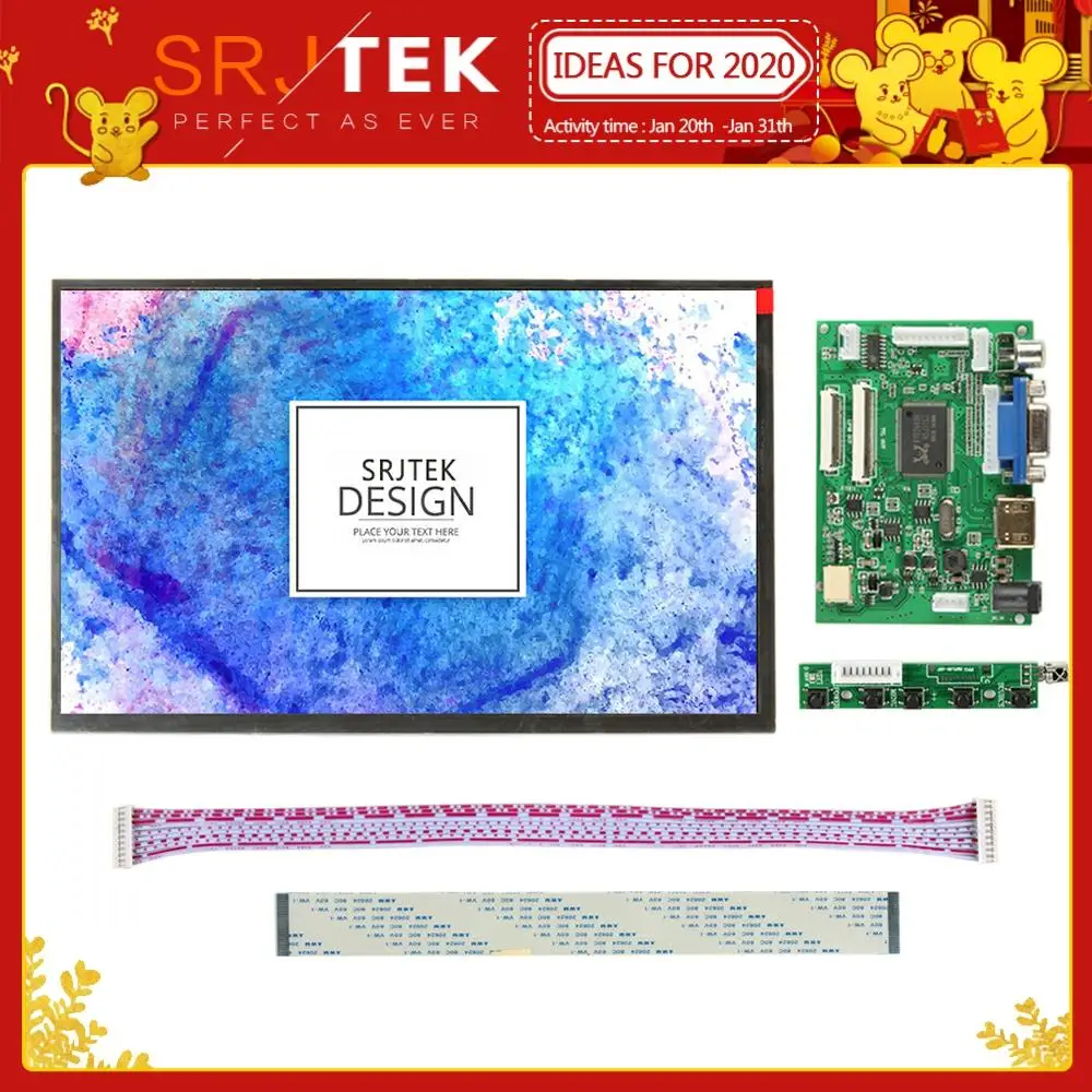 Srjtek 10.1 IPS for Raspberry Pi Monitor 1280*800 TFT EJ101IA-01G HD LCD Display Remote Driver Boar