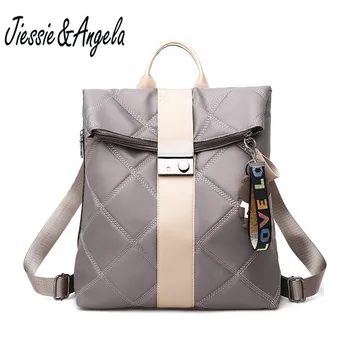 

Jiessie&Angela Student Backpack Oxford Waterproof Backpack Laptop Shoulder Bag Female Casual Plaid Travel Backpacks Mochila