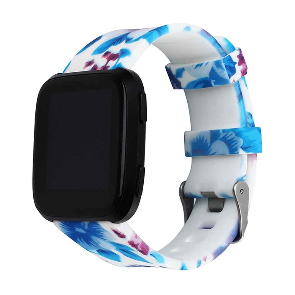 Мягкий силиконовый браслет с принтом для Fitbit Versa, сменный ремешок для спортивных часов, ремешок для часов для Fitbit Versa