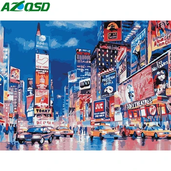 

AZQSD Unframe Painting By Numbers Abstract Landscape Handpainted Gift Coloring By Numbers City Drawing On Canvas Decoration